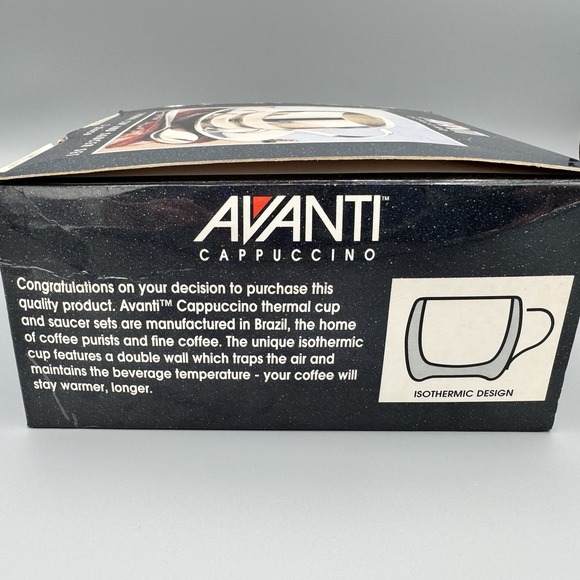 Vtg Avanti Double Walled Stainless Steel Cappuccino 3 Piece Set- Aussie‎ Navy - Picture 3 of 7